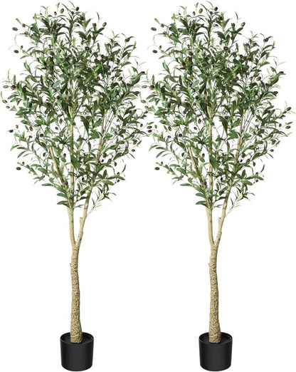 Künstlicher Olivenbaum Pflanze 180cm Tropische Plastik Topf Indoor