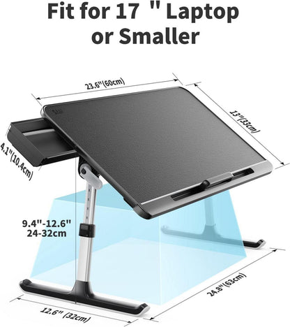 Verstellbarer Laptoptisch Betttisch mit Schublade klappbare Beine E0