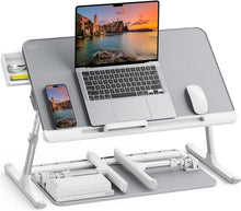 Höhenverstellbarer Laptop Betttisch mit PVC-Leder und Schublade