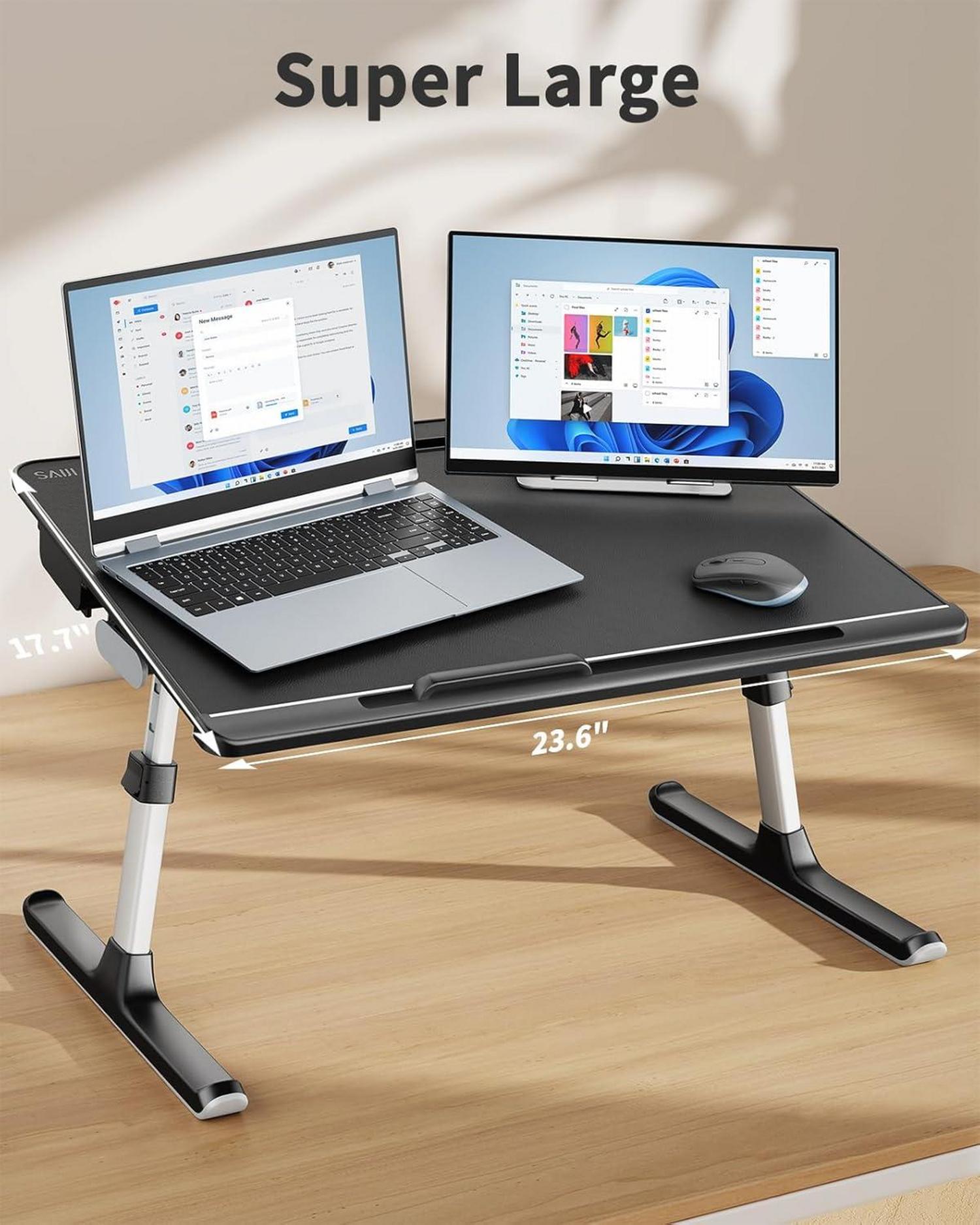 Laptop Tisch SAIJI groß Desktop Multifunktion Bett Schublade Lap Stopper Tablet