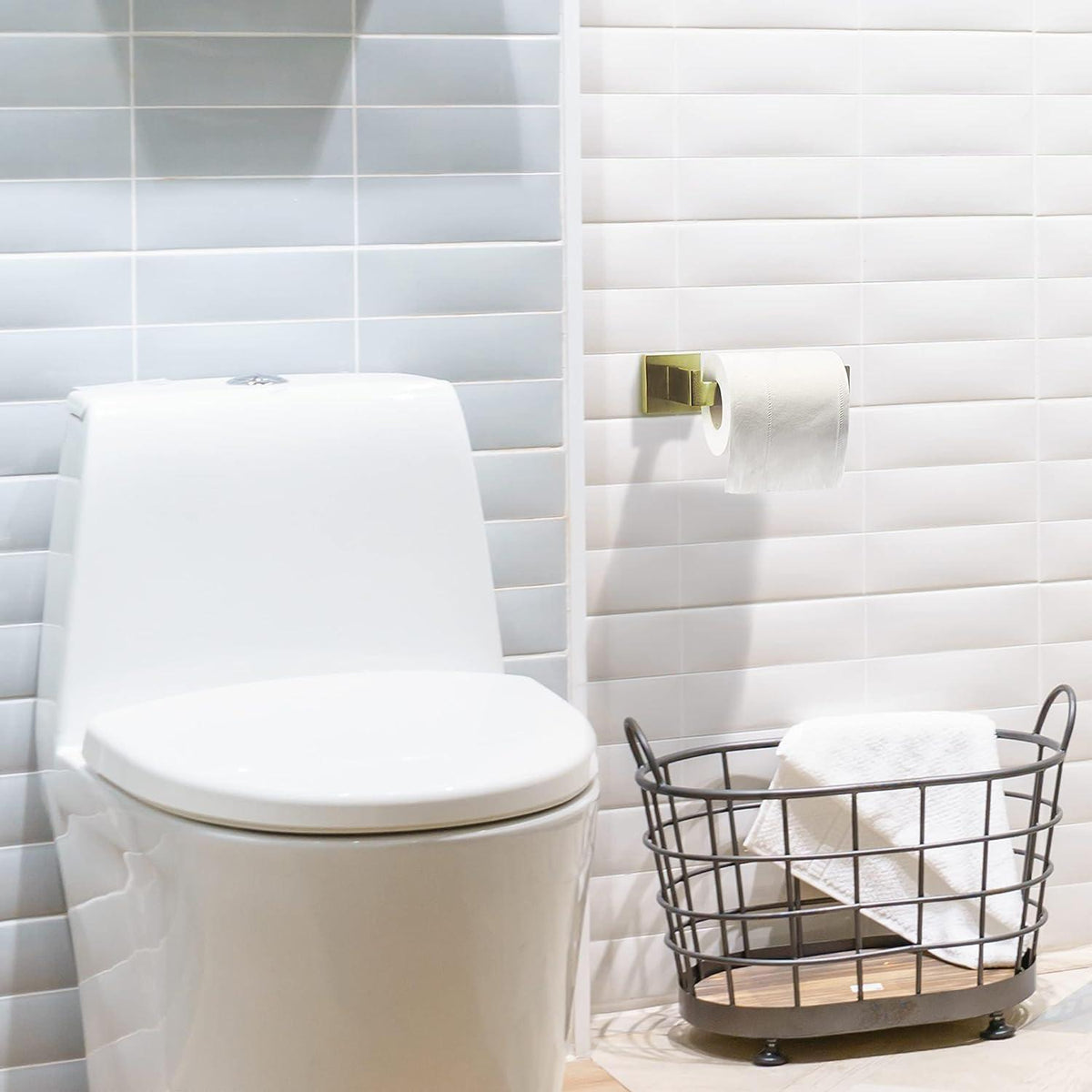 Toilettenpapierhalter Messing Gebürstet mit Bohren Quadratisch