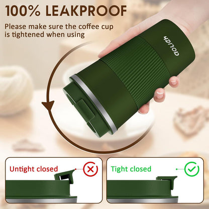 Aolieh Thermobecher Edelstahl Travel Mug Kaffeebecher Isolierbecher 510ML Grün