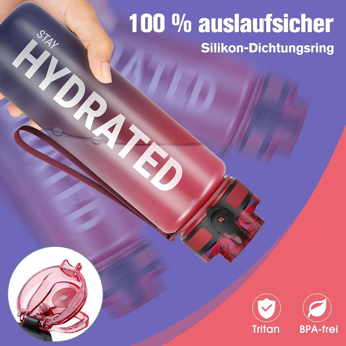 Sahara Sailor Trinkflasche BPA-frei 1L Sport Wasserflasche