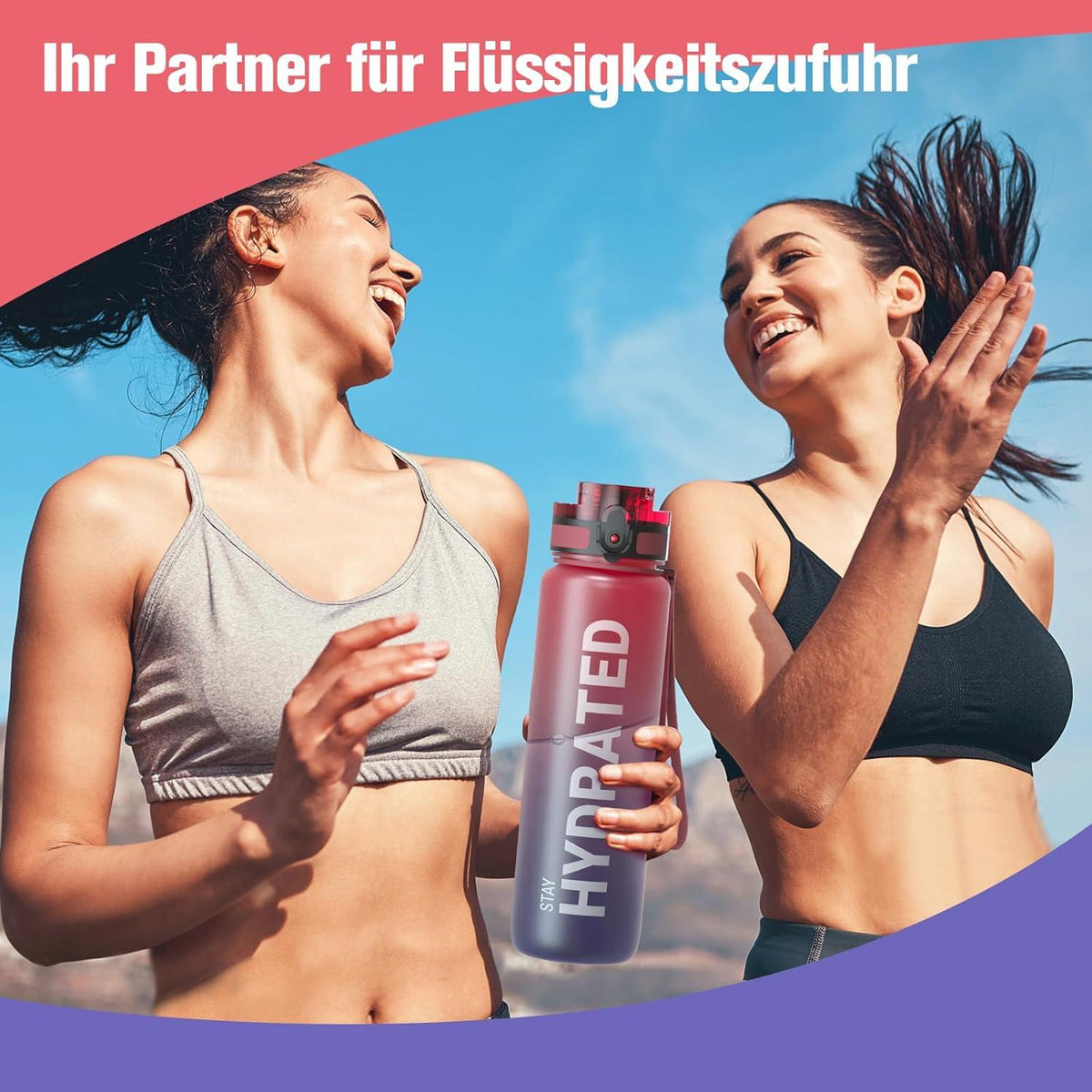 Sahara Sailor Trinkflasche BPA-frei Tritan 1L Auslaufsicher Sportflasche Gym