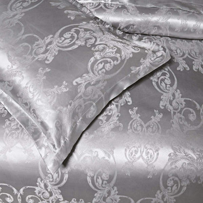 Satin Bettwäsche Set 220x240cm Grau Silber Wendebettwäsche