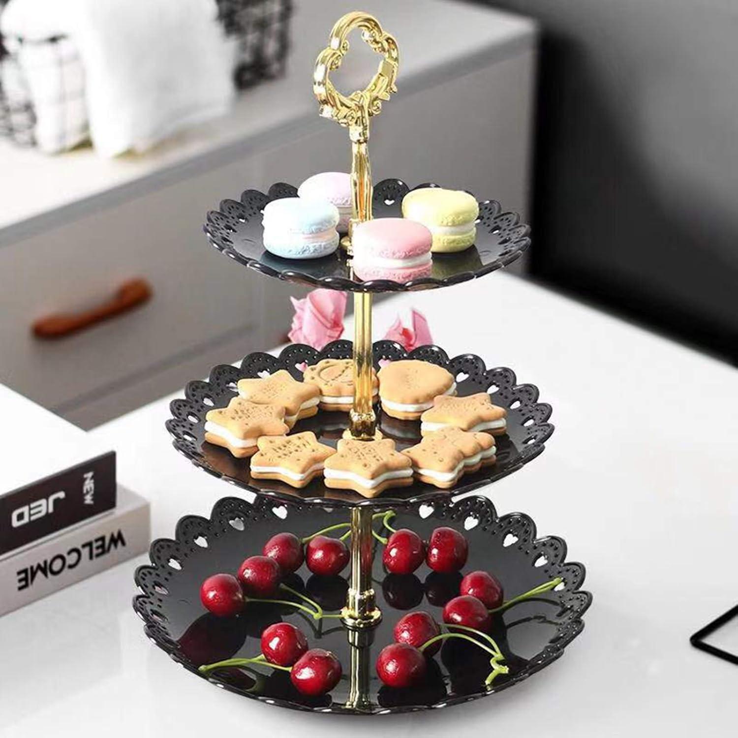 Dessertständer Kunststoff 3 Ebenen Cupcake Süßigkeiten Hochzeit Teeparty