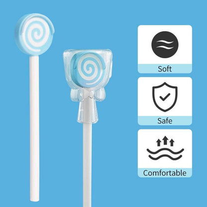 Kinder Zungenreiniger Lutscher-Form Rosa Blau 2er Pack