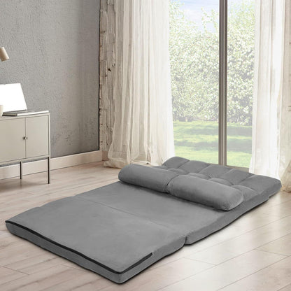 2-Sitzer Bodensofa mit Schlaffunktion & 6-stufiger Verstellung (Grau)