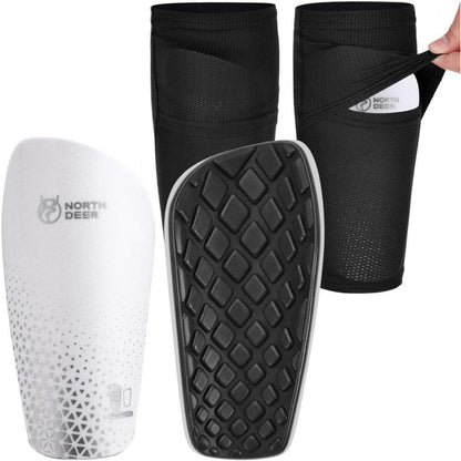 Schienbeinschoner Fußball mit Stutzen für Kinder & Herren Weiß M