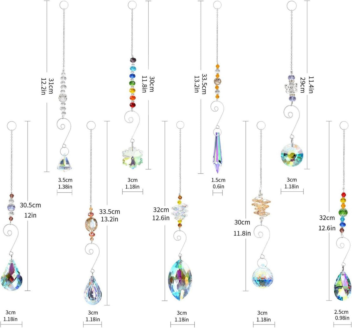 9er Set Kristall Sonnenfänger Deko Anhänger Fenster Prisma Gartenlampe