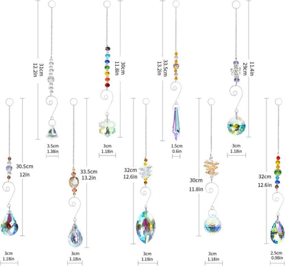 9er Set Kristall Sonnenfänger Deko Anhänger Fenster Prisma Gartenlampe