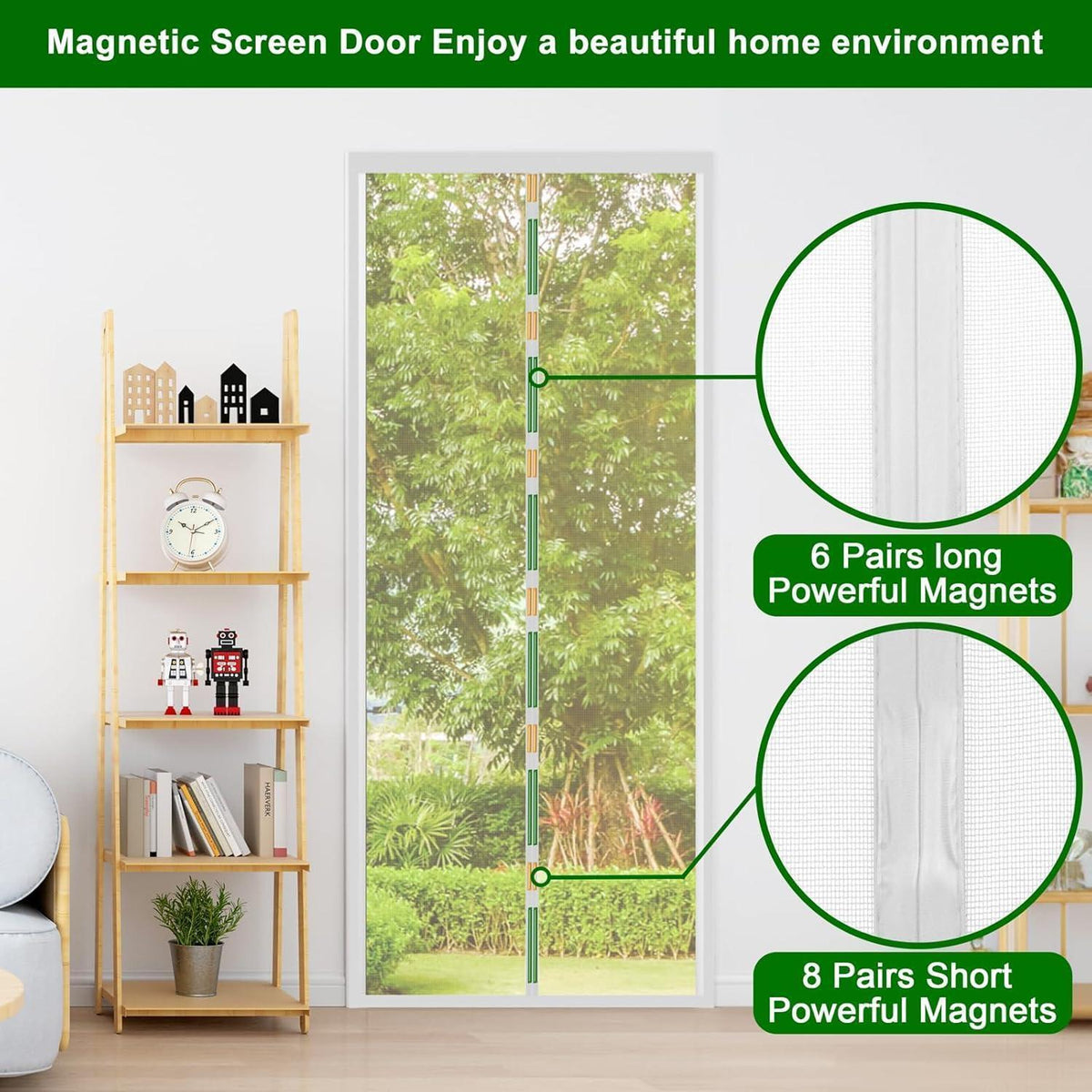 Magnetisches Fliegengitter für Türen 100x220cm Weiß