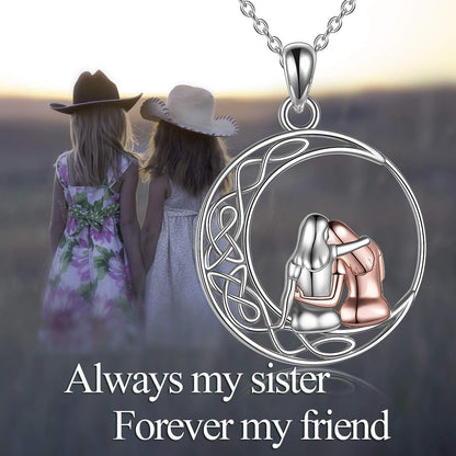 Schwester-Halskette 925 Sterling Silber Anhänger Keltischer
