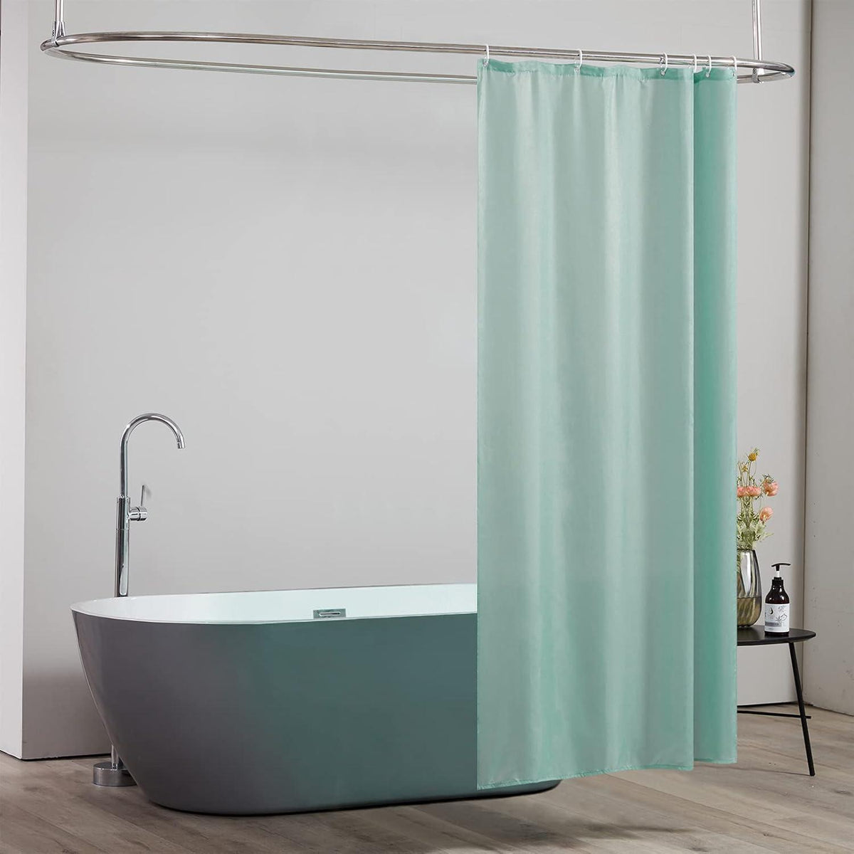 Schmaler Duschvorhang Minzgrün 90x180 cm, Wasserabweisend & Waschbar
