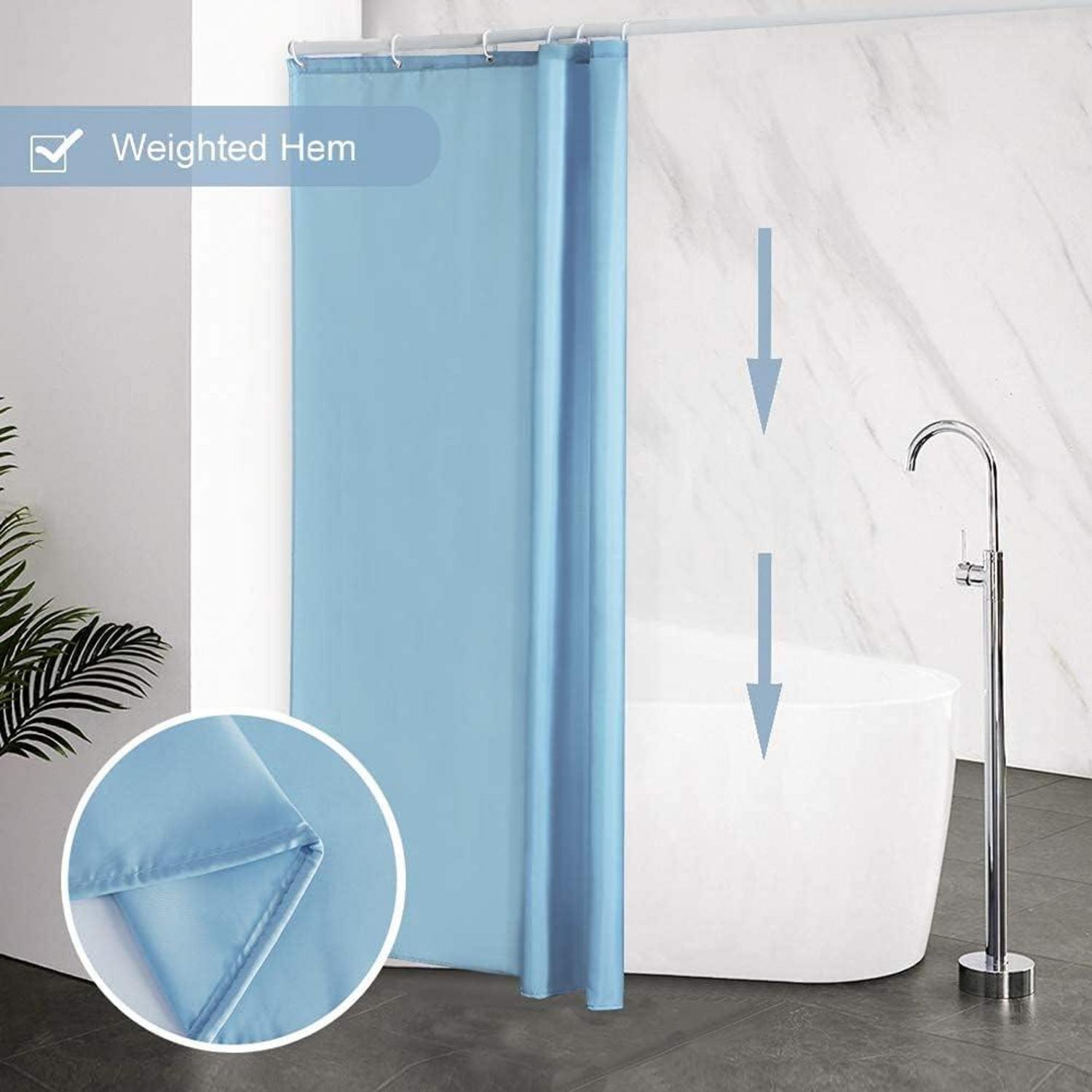 Schmaler Duschvorhang Eck Dusche Polyester Stoff Hellblau 100x200 wasserabweisend