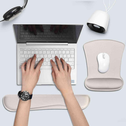 Ergonomisches Mauspad & Tastatur-Handgelenkstütze Set Grau