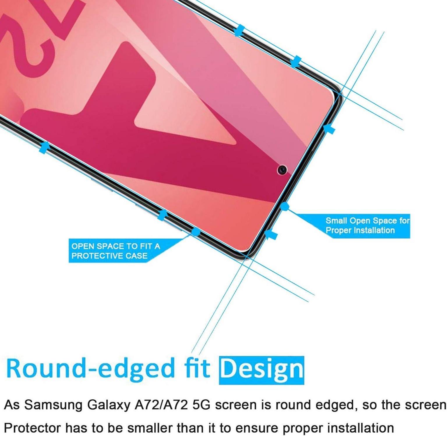 Panzer Schutz Glas Samsung Galaxy A72 5G 3 Stück 9H Härte Ultra-klar