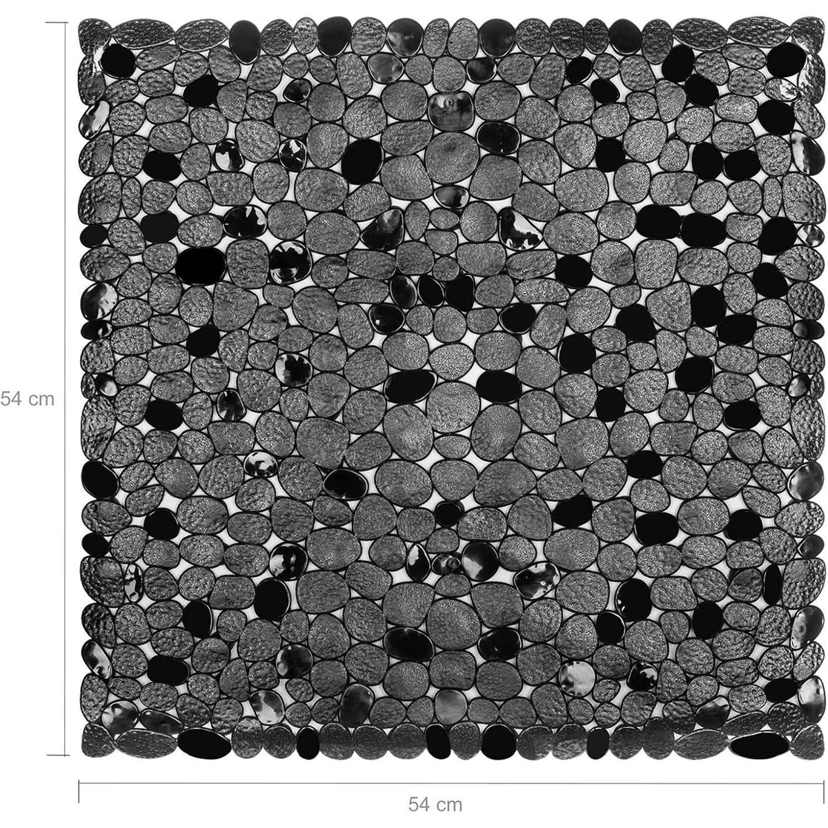 Antirutsch Duschmatte Schwarz 54x54 cm Quadratisch