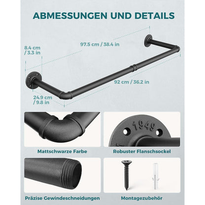 OROPY Industrieller Stil Rohr-Kleidergestell 2er Set Schwarz