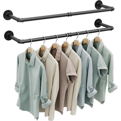 OROPY Industrieller Stil Rohr-Kleidergestell 2er Set Schwarz