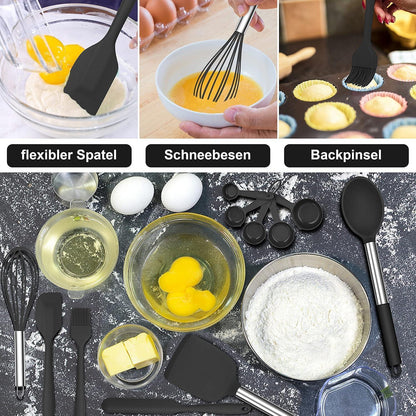 Silikon Küchenhelfer Set 25-teilig Edelstahlgriff