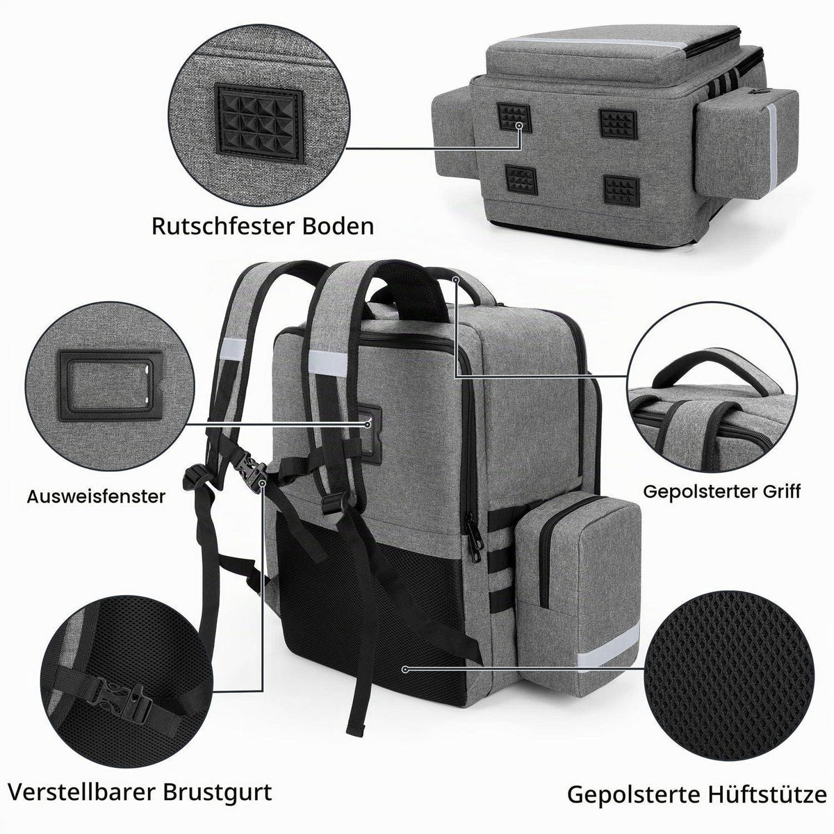 Erste Hilfe Rucksack Grau – Notfalltasche für Rettungsdienste