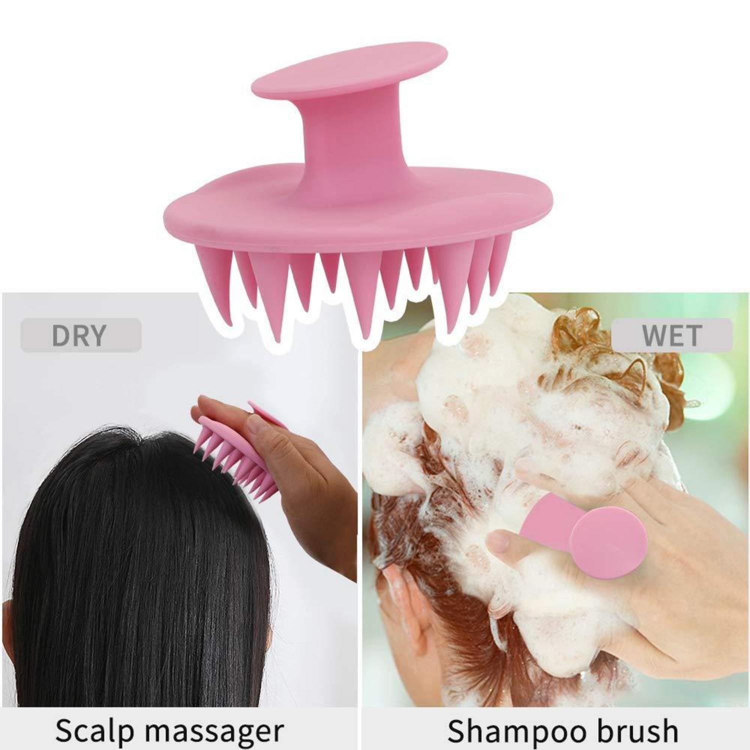 Haar-Shampoo-Bürste mit Silikonborsten für alle Haartypen, Rosa