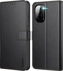 Xiaomi Poco F3 Handyhülle Leder Flipcase Schwarz Magnet Standfunktion