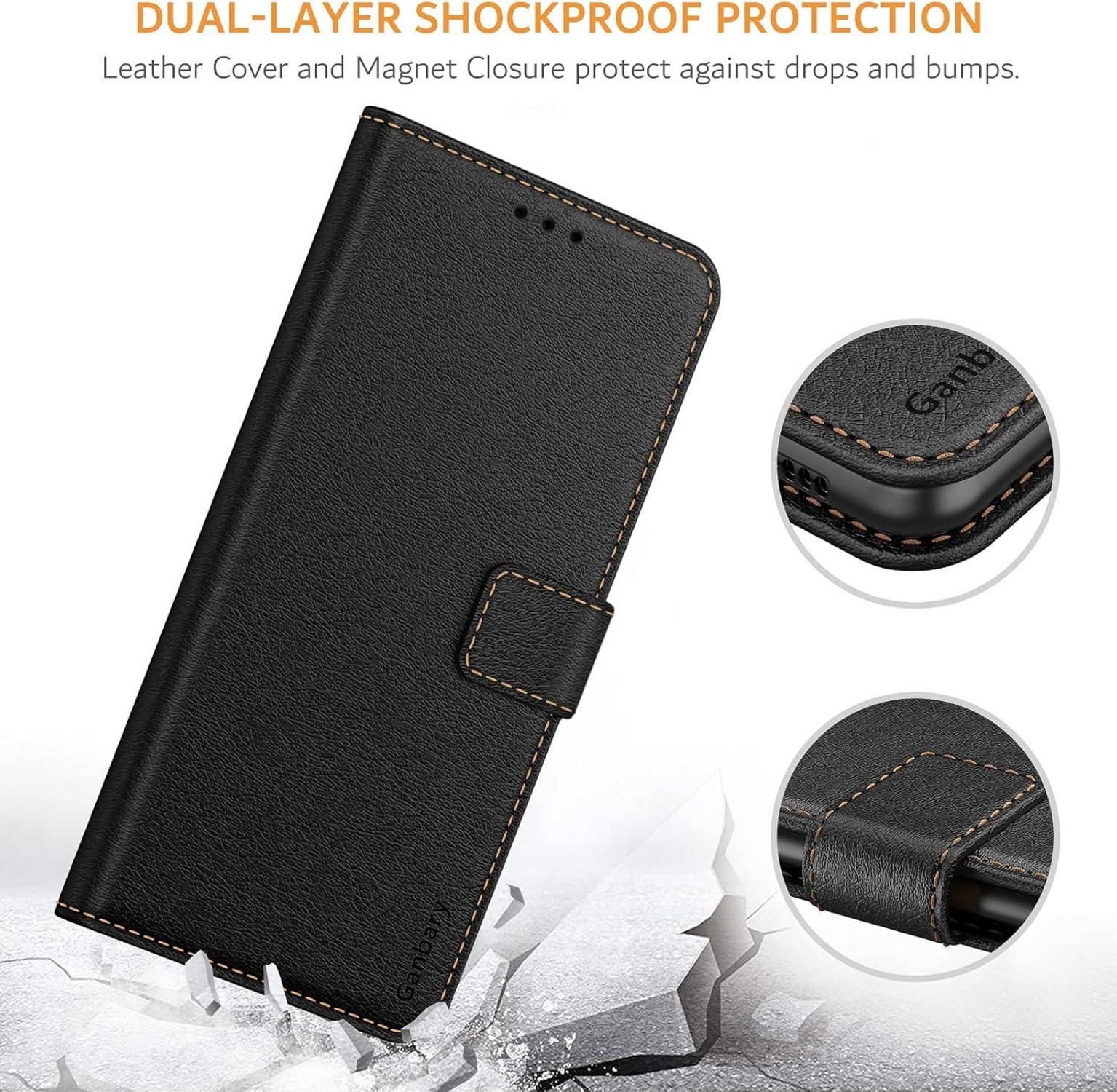 Handyhülle Xiaomi Poco F3 Premium Leder Flipcase Schwarz