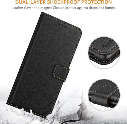 Handyhülle Xiaomi Poco F3 Premium Leder Flipcase Schwarz
