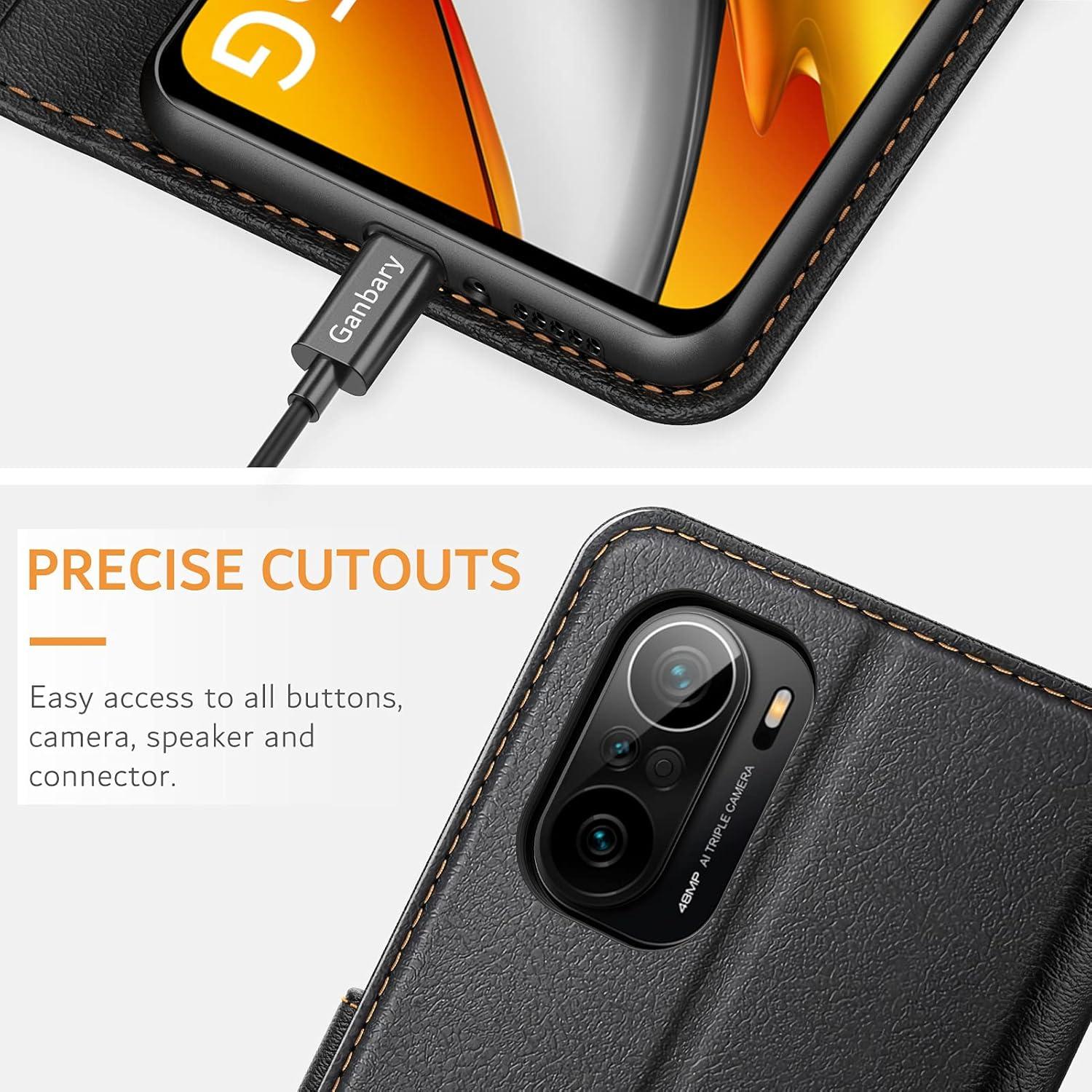 Handyhülle Xiaomi Poco F3 Premium Leder Flipcase Schwarz