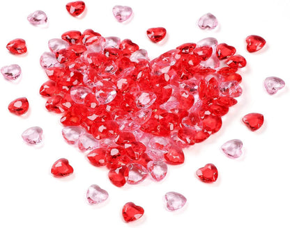 Acryl Herz Diamanten Kristalle Konfetti Dekoration 500 Stk. Rot Rosa