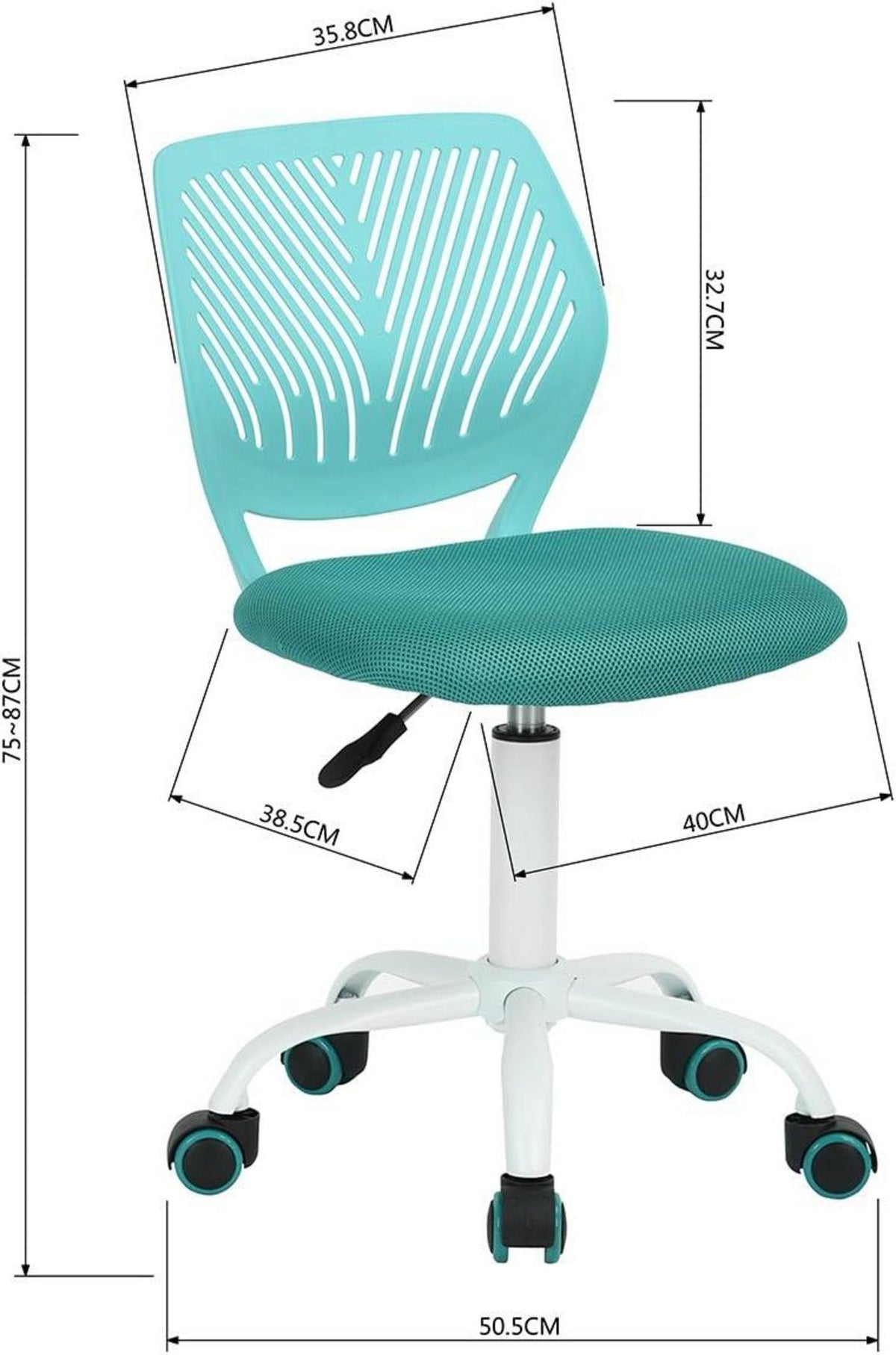 Verstellbarer Bürostuhl Stoffsitz Drehstuhl Aqua