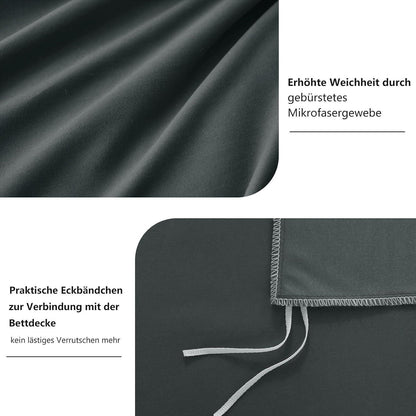 Bettwäsche 155x220 Anthrazit 2teilig mit Mikrofaser