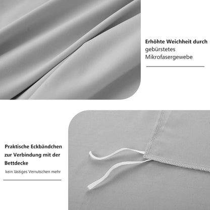 Bettwäsche 155x220 Grau Mikrofaser Set Kissenbezug Reißverschluss