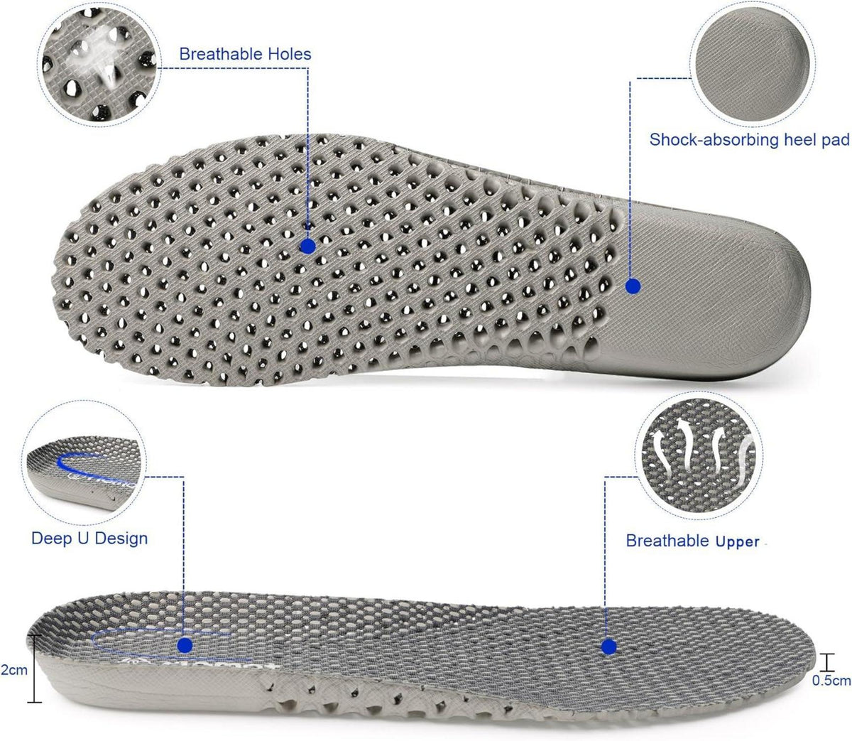 Sport Komfort Einlegesohlen für Damen Herren - Arch Support Schuheinlagen für Laufschuhe