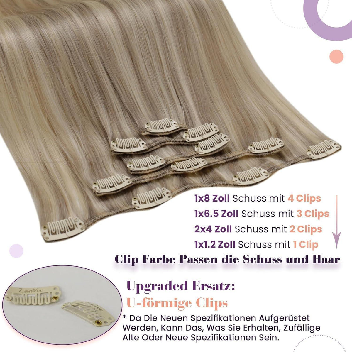 Echthaar Clip-Ins Blond Highlights 45cm - Remy Haarverlängerung