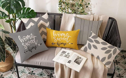 4er Set Kissenbezüge 45x45 Leinen Grau für Sofa Stuhl Bett