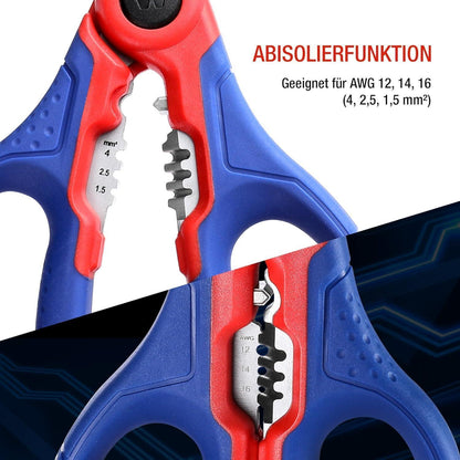 WORKPRO Elektrikerschere Kabelschere mit Abisolierzange