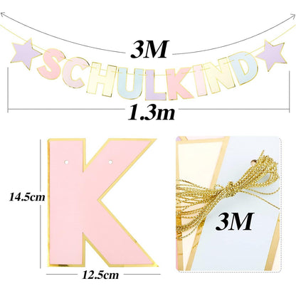 Schulkind Girlande Pastell Deko Einschulung Banner Mädchen Jungen