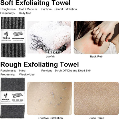 2er-Pack Peeling-Handtuch Rückenschrubber Rückenbürste Luffa Schwamm