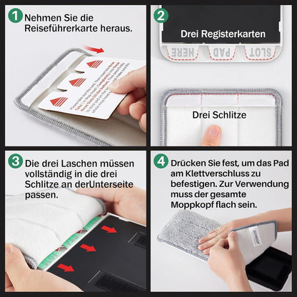 JOYMOOP Mopp Eimer Wringer Set Flaches Moppsystem 3 Mikrofaser-Pads