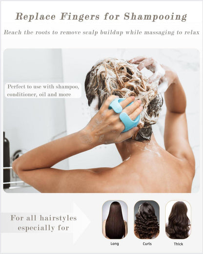 Ergonomische Silikon Massagebürste für Haarwuchs und Kopfhautpflege, Shampoo Bürste gegen Schuppen, Hellblau