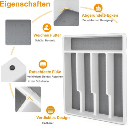 Besteckkasten für Schublade, Plastik Besteckeinsatz, 5
