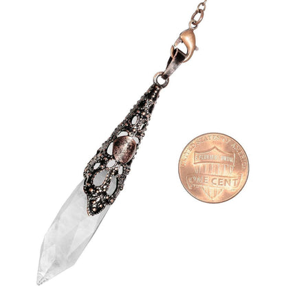 Bergkristall Reiki Heilung Stein Pendel mit Vintage Kette