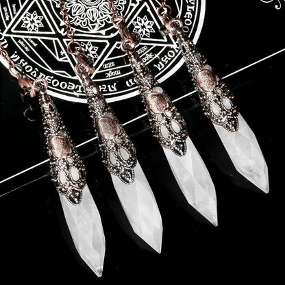 Bergkristall Reiki Heilung Stein Pendel mit Vintage Kette
