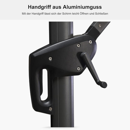 Sonnenschirm 300x300 cm Ampelschirm Kurbel 360° drehbar Fußpedal