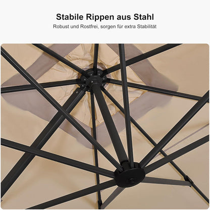 PURPLE LEAF Sonnenschirm 250x250cm Ampelschirm Beige Terrasse
