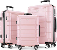 Kofferset 3-teilig Hartschale Leicht ABS+PC TSA Schloss 4 Rollen Pink