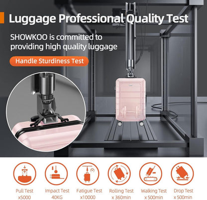 SHOWKOO Kofferset 3tlg Hartschale Leicht ABS+PC Erweiterbar TSA 4 Rollen - Rosa